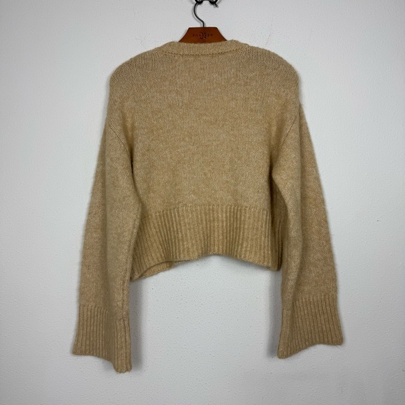 Zara Beige Cozy Oversize Pullover Cropped Knit Sweater Sz Large - Picture 3 of 8